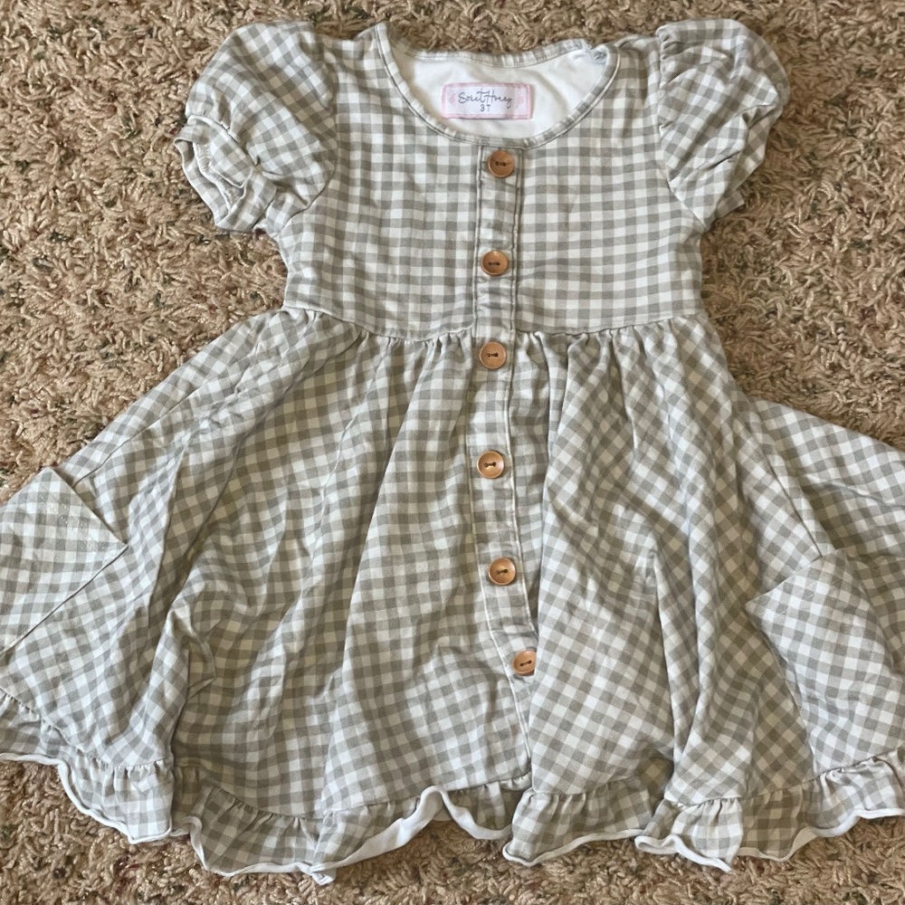 Sweet Honey gray gingham twirl dress 3T